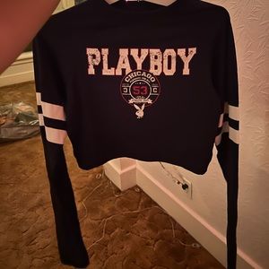 Playboy t shirt long sleeve super crop
